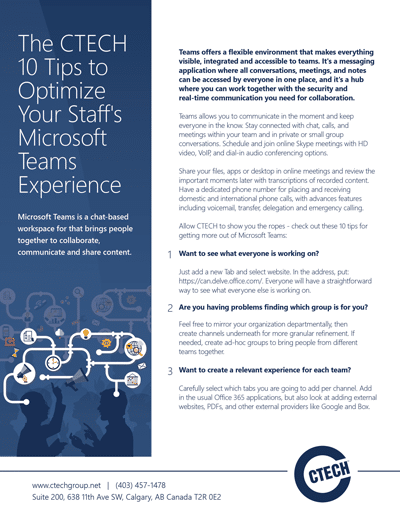 The CTECH 10 Tips to  Optimize Your Staff’s  Microsoft Teams Experience